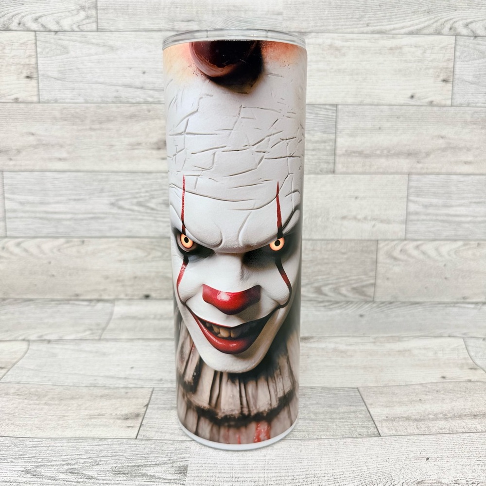 NEW- “Pennywise” GLOW IN THE DARK 20oz Stainless Steel Tumbler Hot/Cold Drinks - Picture 2 of 7